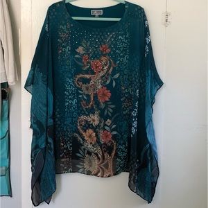 Gorgeous 2X Decorative Green/Teal Top